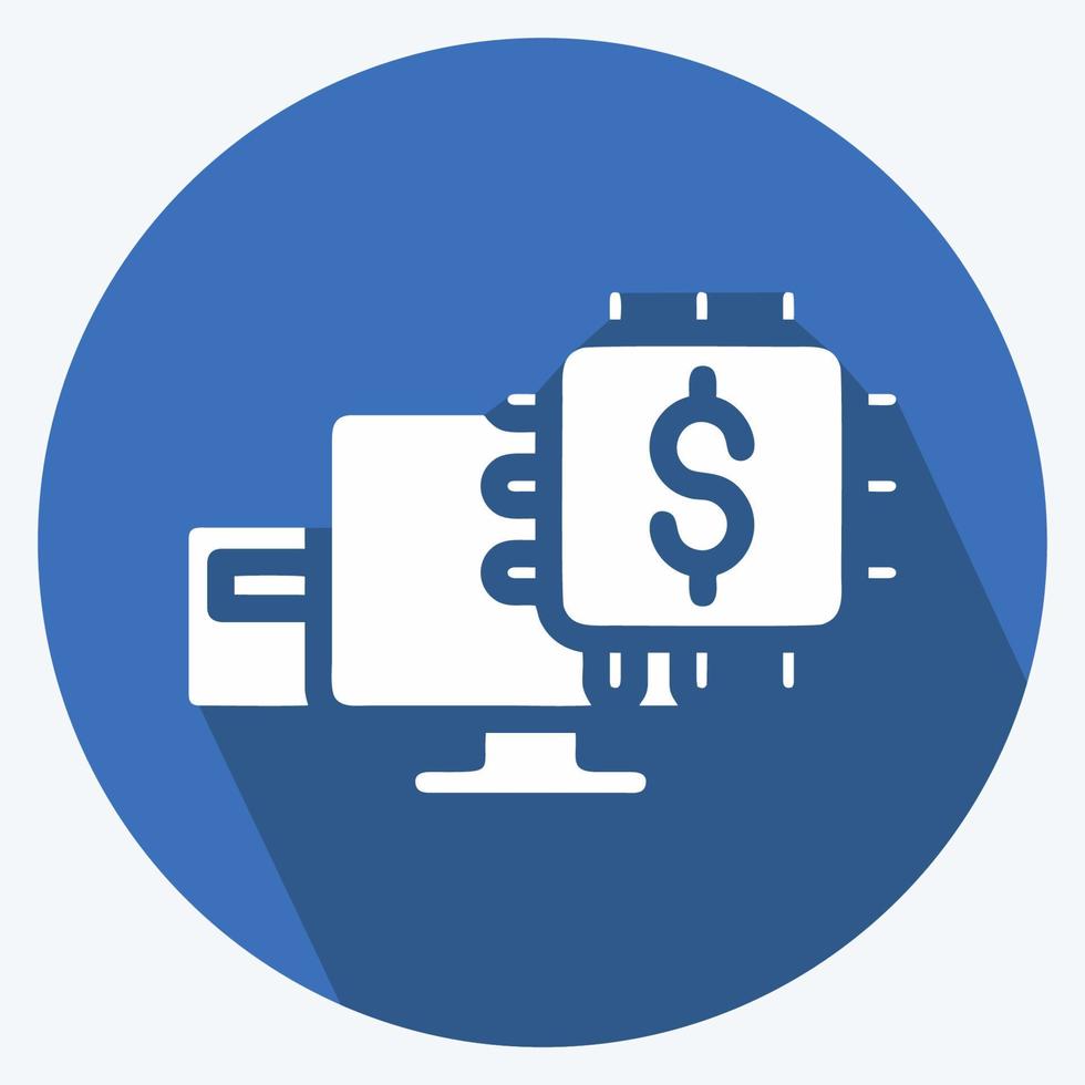 pictogram fintech-technologie. geschikt voor onderwijs symbool. lange schaduwstijl. eenvoudig ontwerp bewerkbaar. ontwerp sjabloon vector. eenvoudige illustratie vector