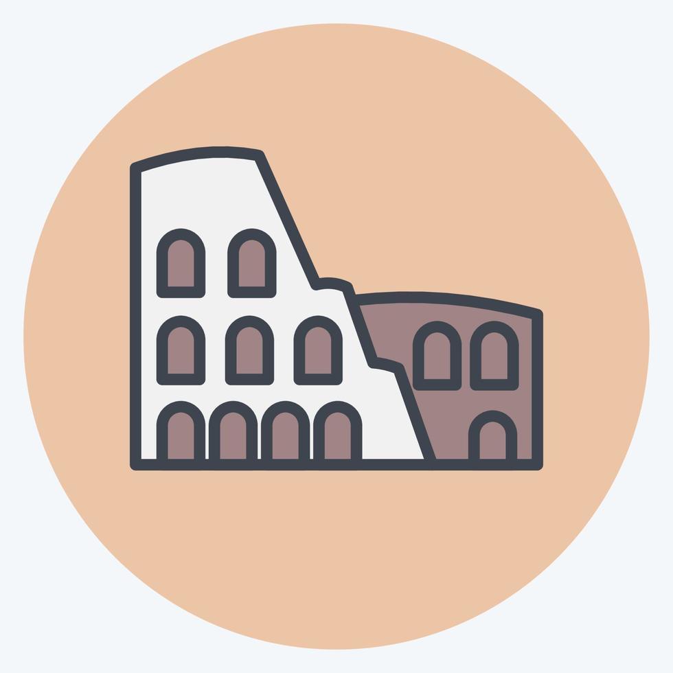 icoon colosseum. geschikt voor onderwijs symbool. kleur partner stijl. eenvoudig ontwerp bewerkbaar. ontwerp sjabloon vector. eenvoudige illustratie vector