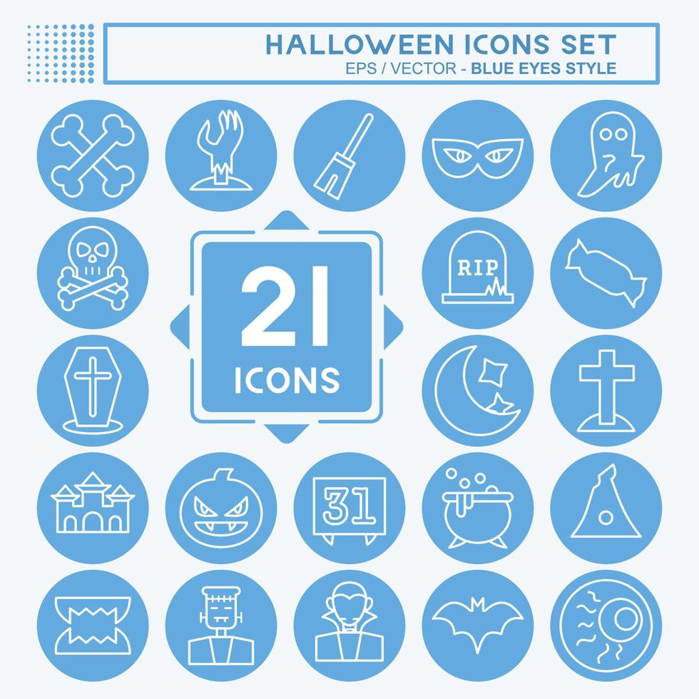 pictogrammenset halloween. geschikt voor halloween-symbool. blauwe ogen stijl. eenvoudig ontwerp bewerkbaar. ontwerp sjabloon vector. eenvoudige illustratie vector