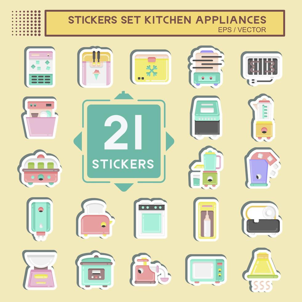 stickerset keukenapparatuur. geschikt voor keukensets symbool. vlakke stijl. eenvoudig ontwerp bewerkbaar. ontwerp sjabloon vector. eenvoudige illustratie vector