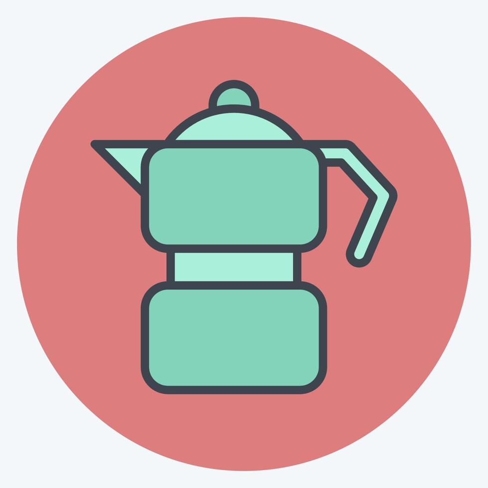 icoon moka pot. geschikt voor onderwijs symbool. kleur partner stijl. eenvoudig ontwerp bewerkbaar. ontwerp sjabloon vector. eenvoudige illustratie vector