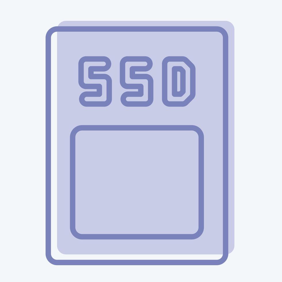 icoon ssd. geschikt voor computercomponenten symbool. tweekleurige stijl. eenvoudig ontwerp bewerkbaar. ontwerp sjabloon vector. eenvoudige illustratie vector