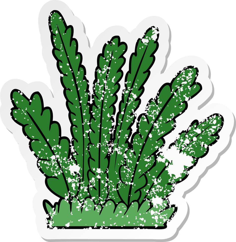 noodlijdende sticker van een tekenfilm met planten vector