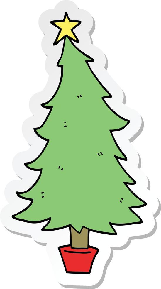 sticker van een cartoon-kerstboom vector