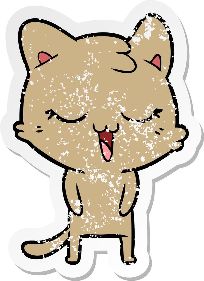 noodlijdende sticker van een happy cartoon kat vector