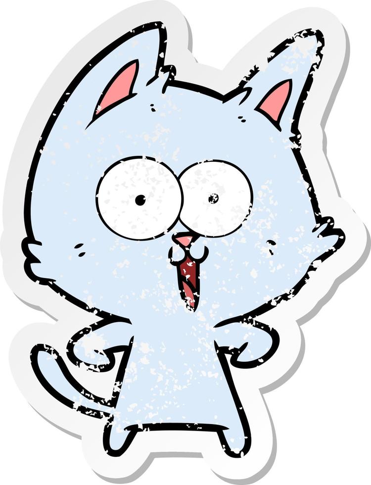 noodlijdende sticker van een grappige cartoonkat vector