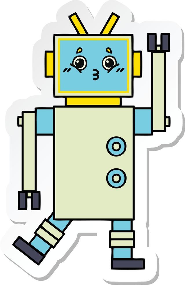 sticker van een schattige tekenfilmrobot vector