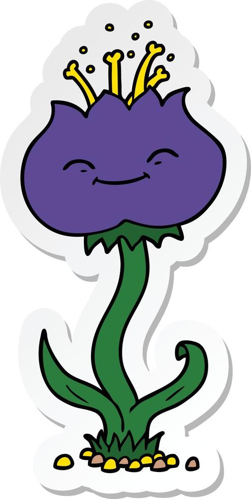 sticker van een schattige cartoonbloem vector