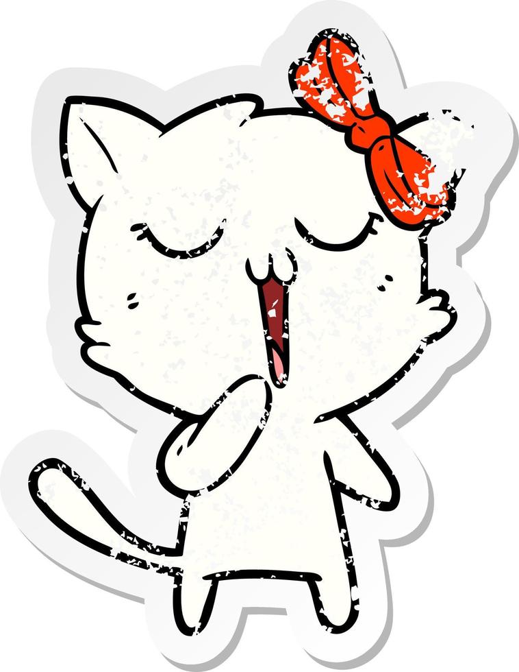 noodlijdende sticker van een cartoonkat vector