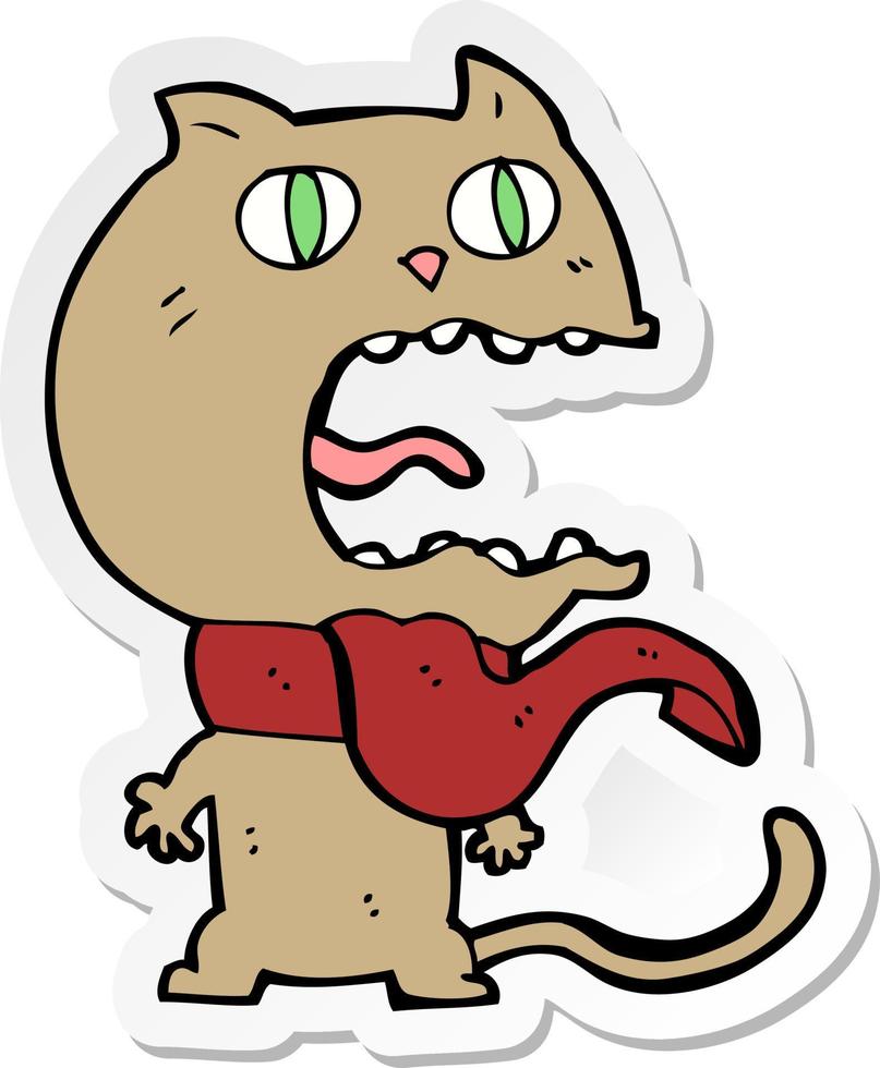sticker van een cartoon bange kat vector