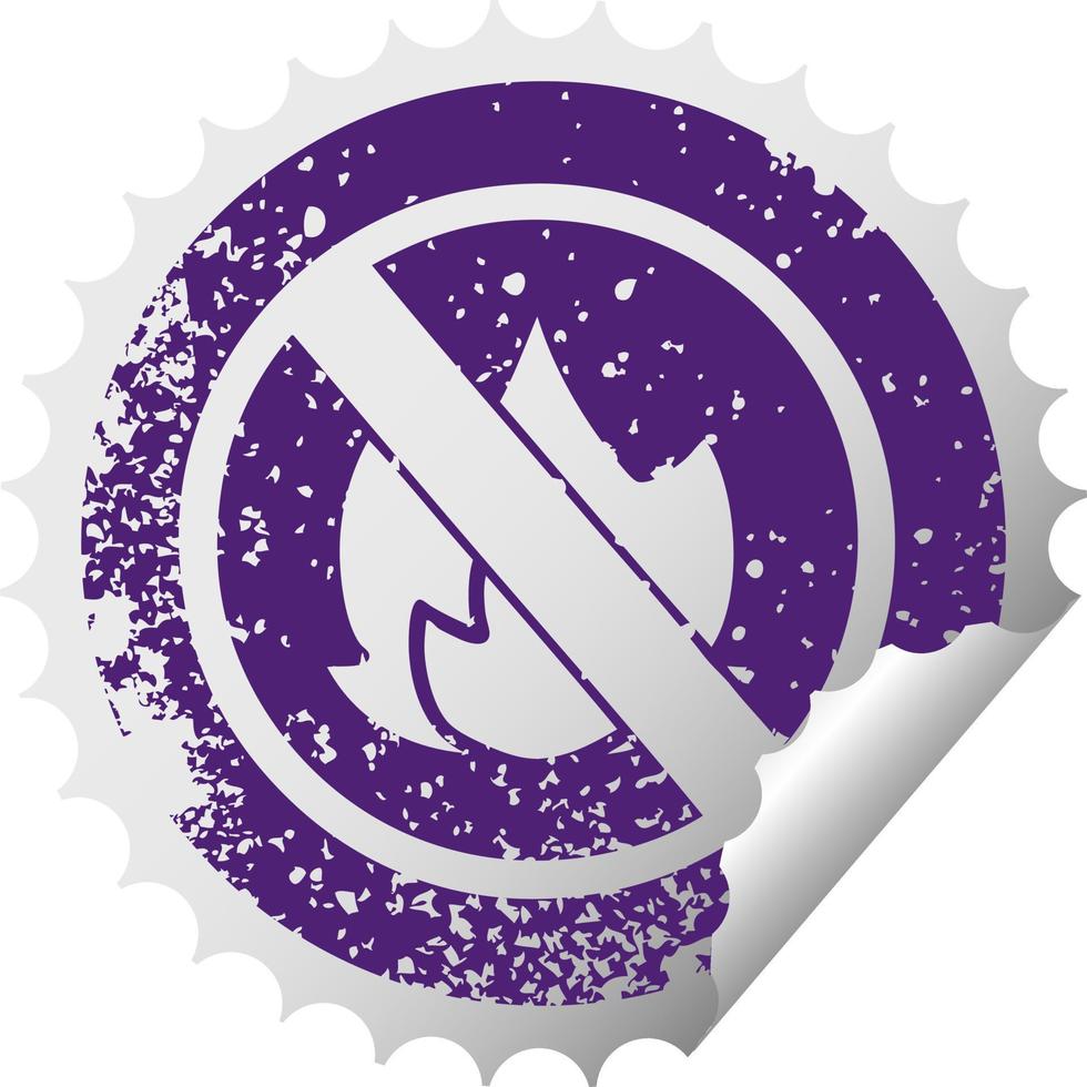 noodlijdende circulaire peeling sticker symbool geen vuur toegestaan teken vector