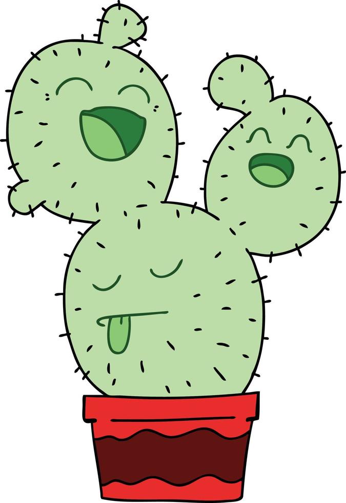 eigenzinnige handgetekende cartooncactus vector