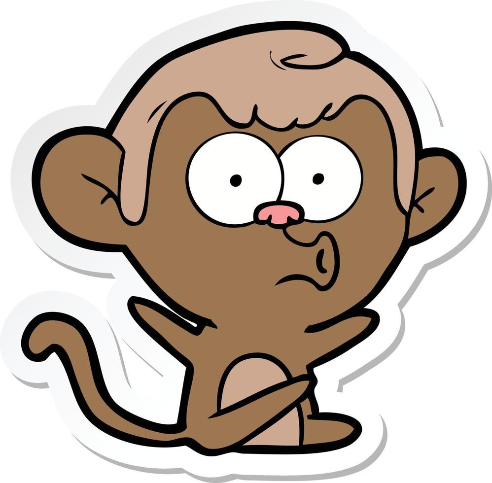 sticker van een cartoon die aap toetert vector