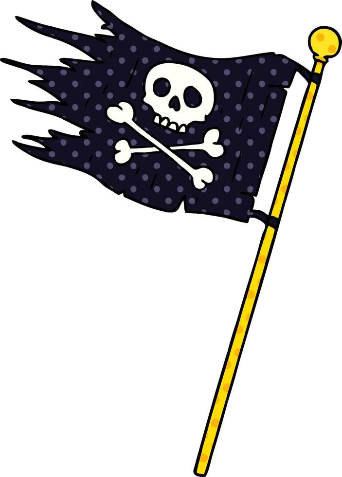 cartoon doodle van een piratenvlag vector