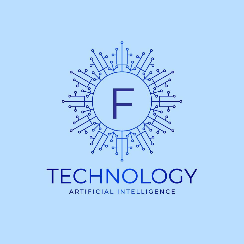 letter f technologiegrenzen kunstmatige intelligentie initiële vector logo ontwerpelement