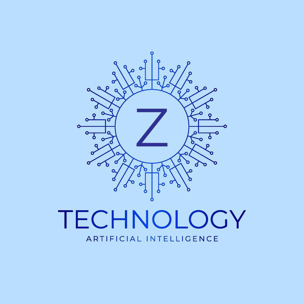 letter z technologiegrenzen kunstmatige intelligentie initiële vector logo ontwerpelement