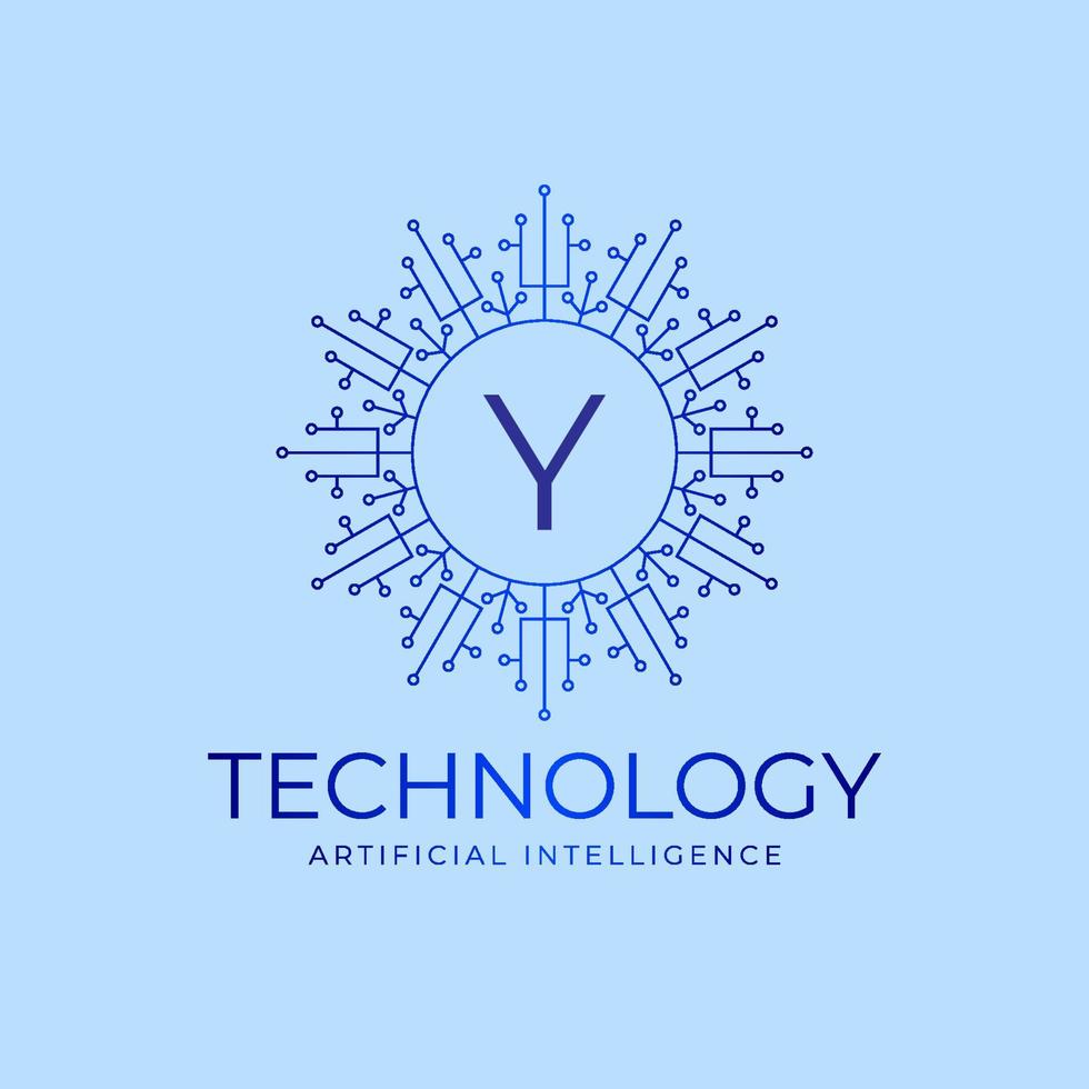 letter y technologiegrenzen kunstmatige intelligentie initiële vector logo ontwerpelement