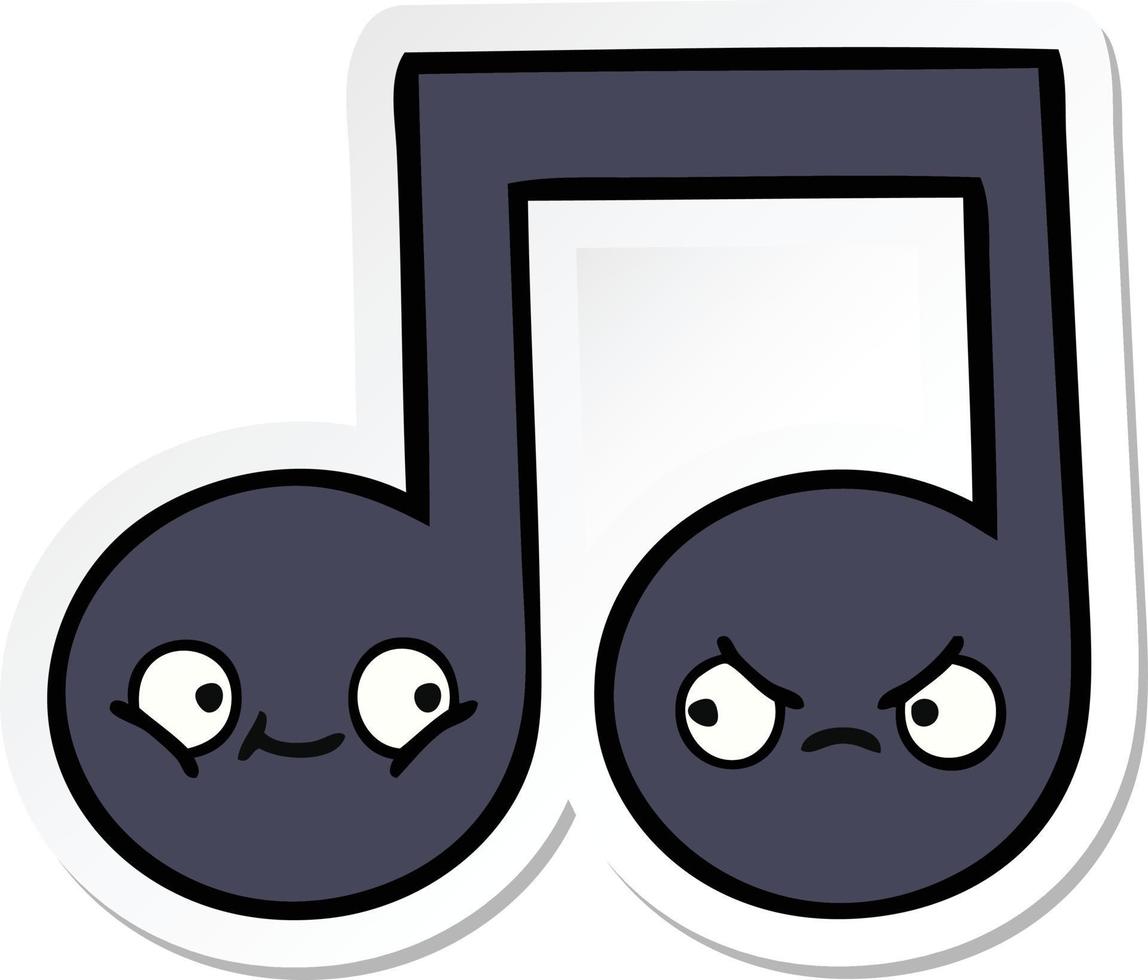 sticker van een leuke tekenfilmmuzieknoot vector