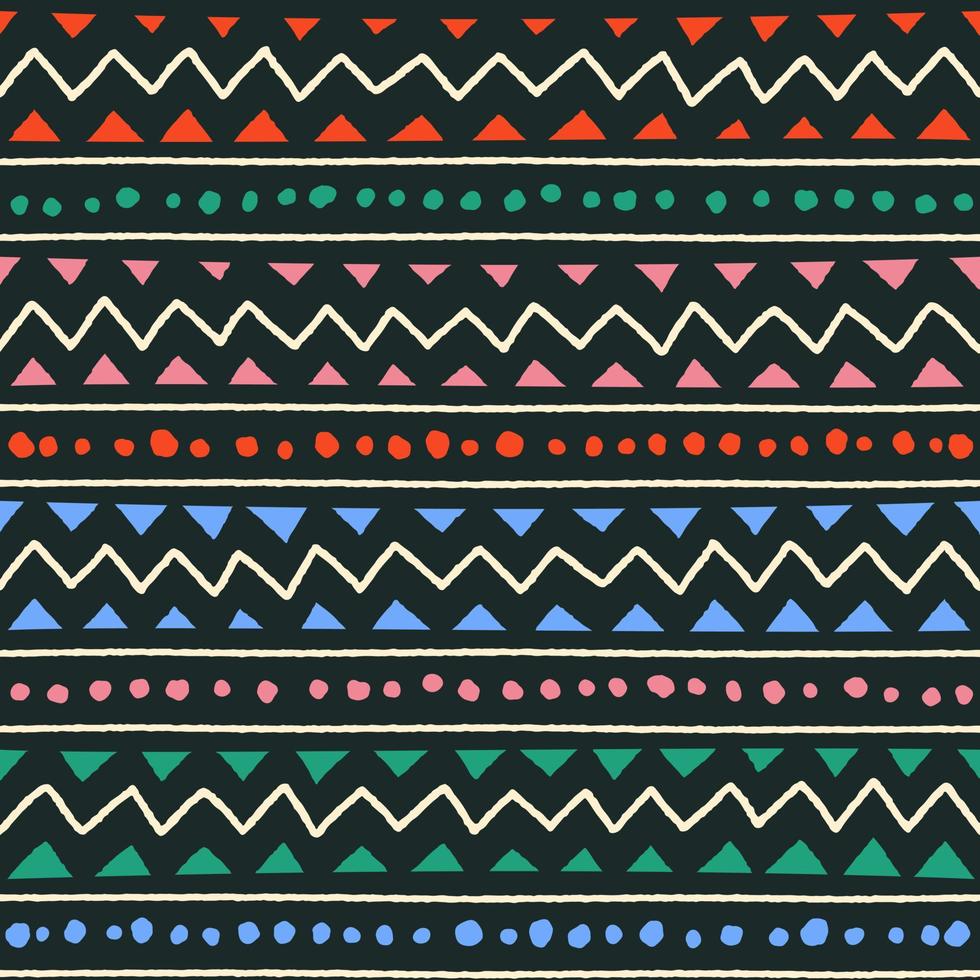 etnische tribal geometrische folk indian scandinavische zigeuner mexicaanse boho afrikaanse ornament textuur naadloze patroon zigzag stip lijn horizontale strepen kleur print textiel achtergrond vectorillustratie vector