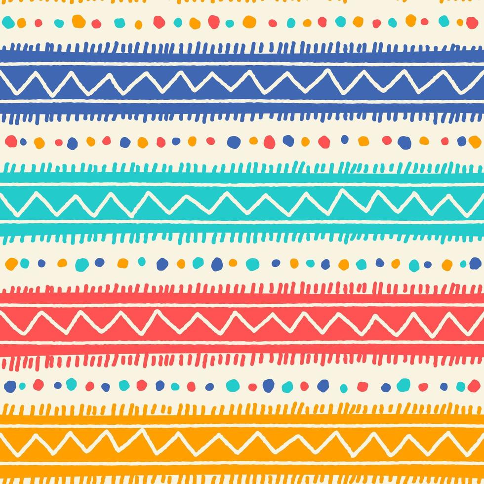 etnische tribal geometrische folk indian scandinavische zigeuner mexicaanse boho afrikaanse ornament textuur naadloze patroon zigzag stip lijn horizontale strepen kleur print textiel achtergrond vectorillustratie vector