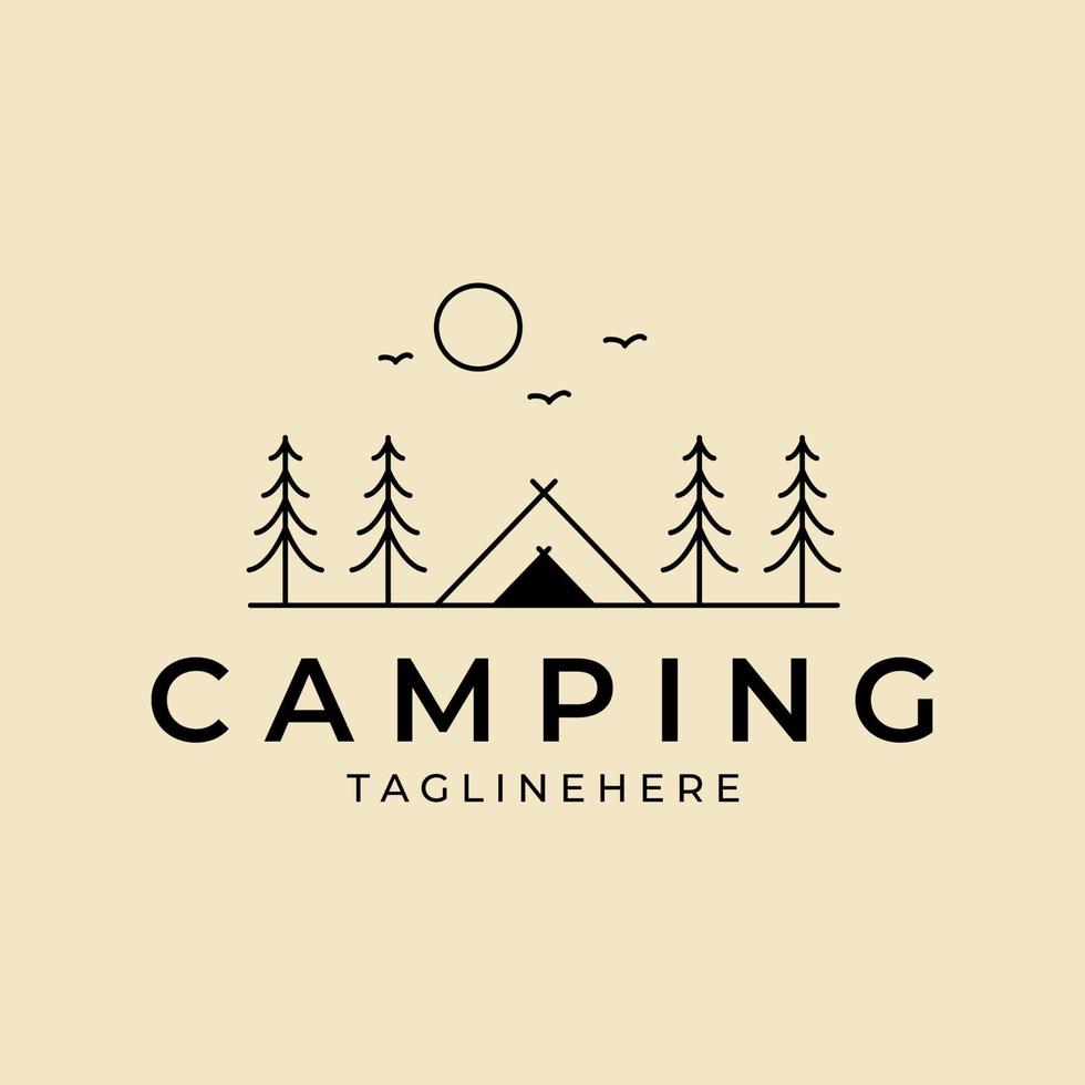 camping lijntekeningen logo vector sjabloonontwerp