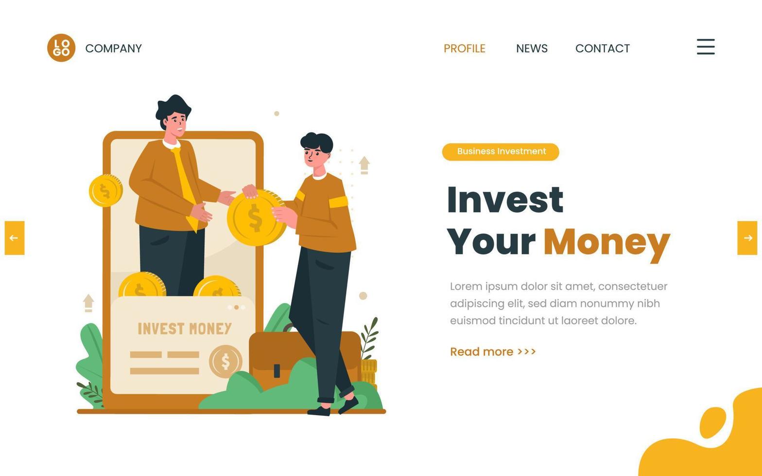 plat ontwerp online geld investeren vector