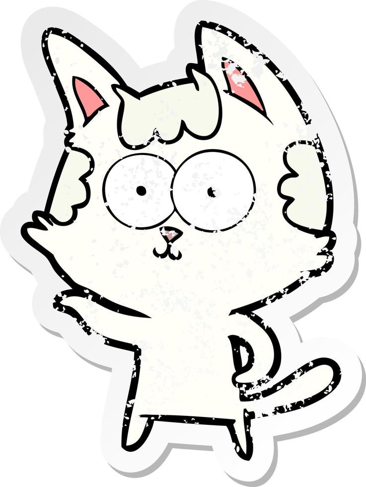 noodlijdende sticker van een happy cartoon kat vector