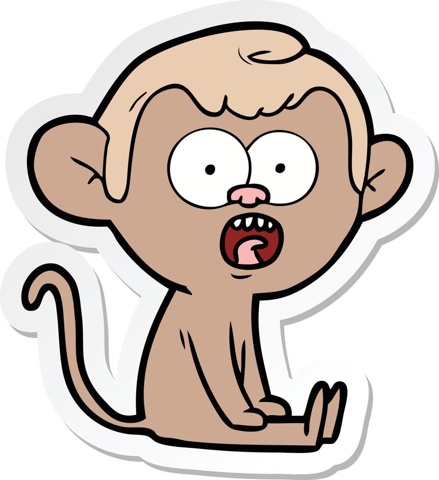 sticker van een cartoon geschokte aap vector