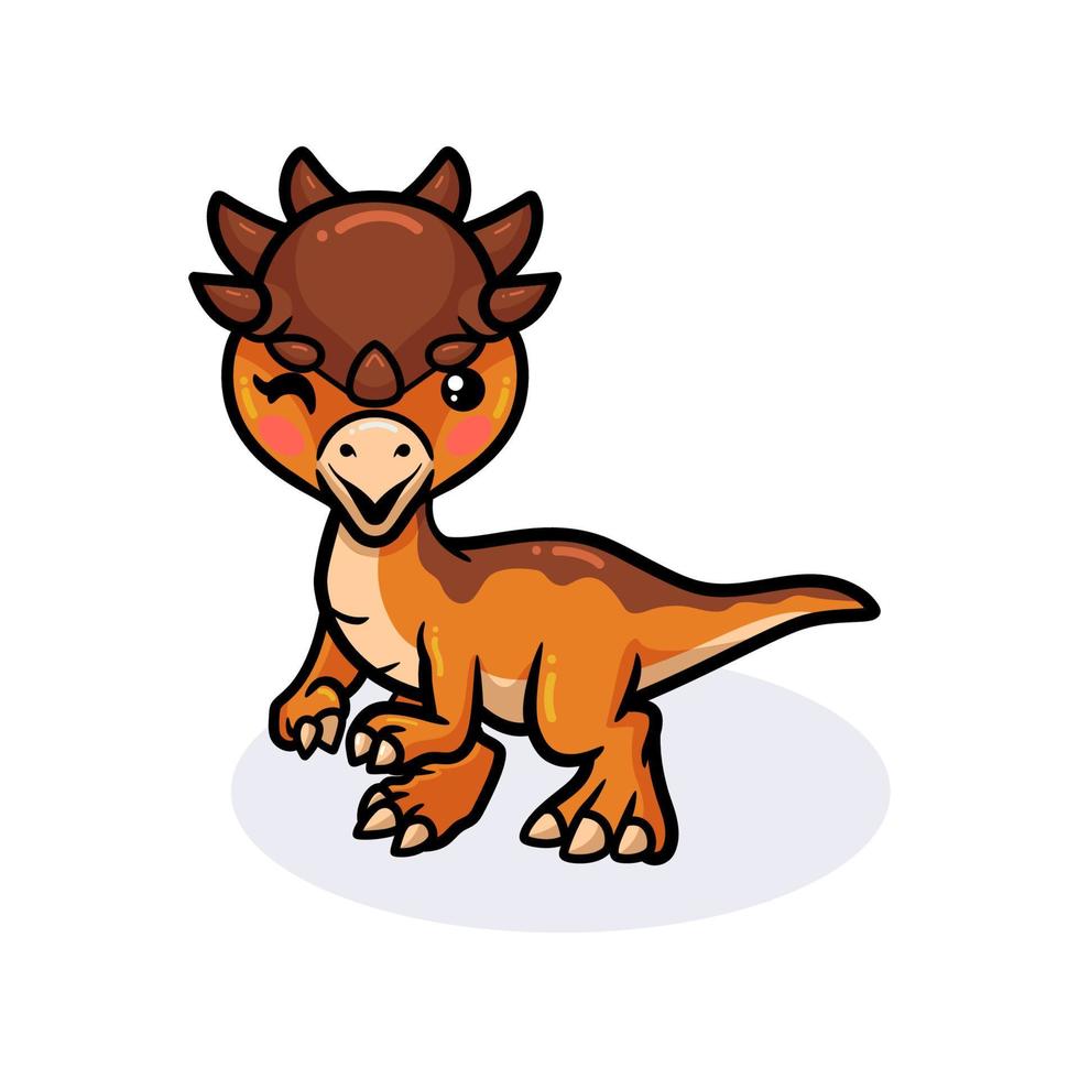 schattige kleine pachycephalosaurus dinosaurus cartoon vector