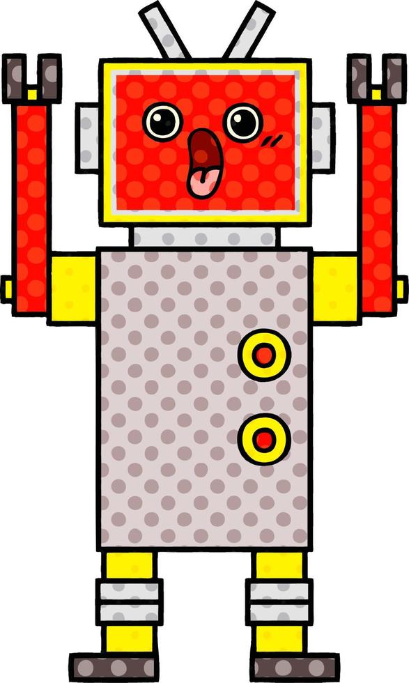 cartoon robot in stripboekstijl vector