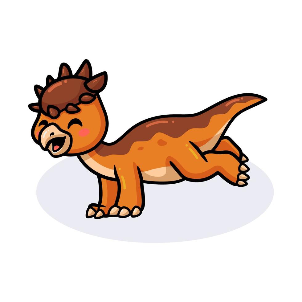 schattige kleine pachycephalosaurus dinosaurus cartoon springen vector