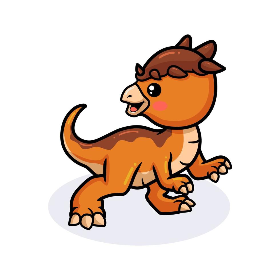 schattige kleine pachycephalosaurus dinosaurus cartoon vector