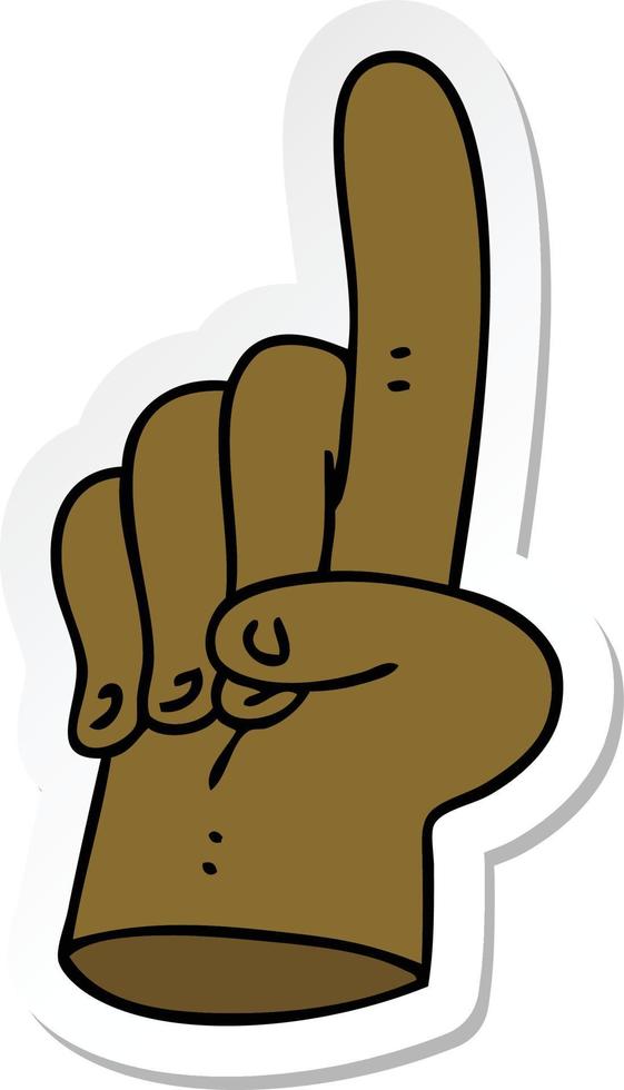 sticker van een wijzende vinger eigenzinnige handgetekende cartoon vector