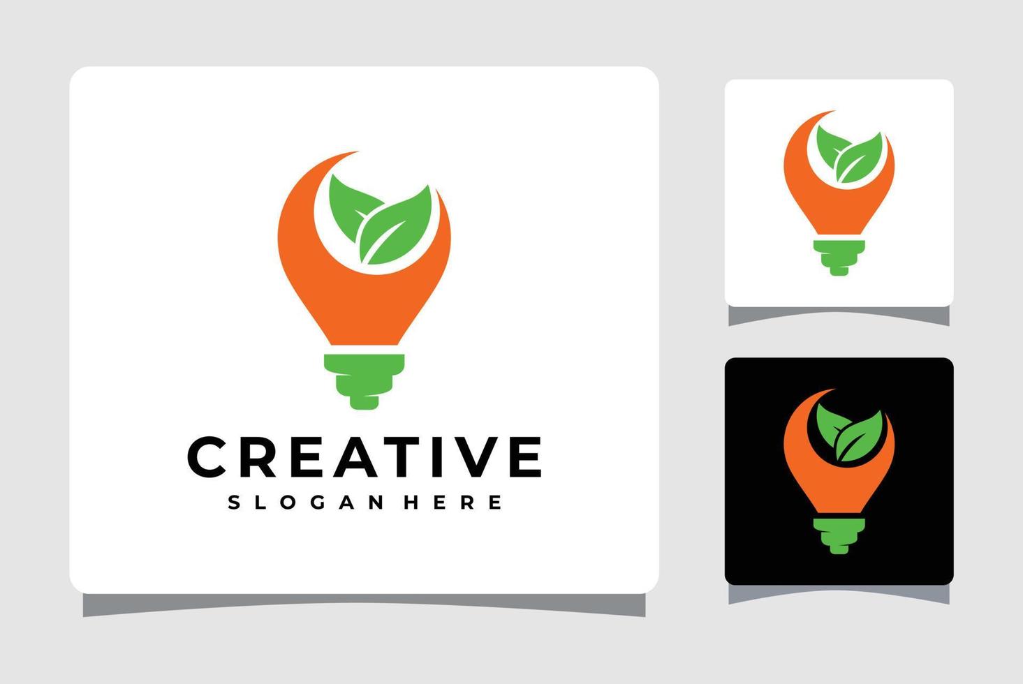 gloeilamp lamp natuur blad idee logo sjabloonontwerp inspiratie vector