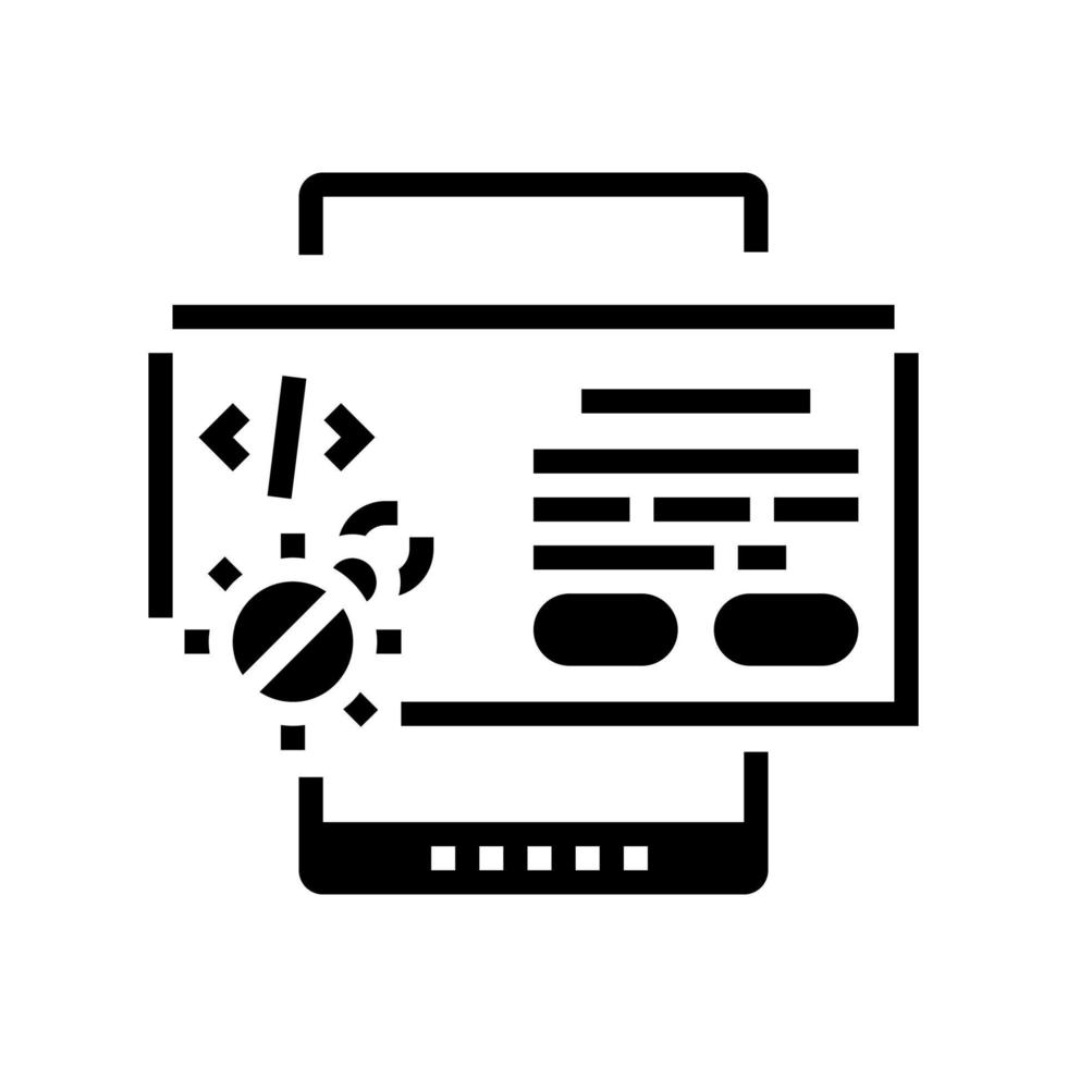 tablet debug glyph pictogram vectorillustratie vector