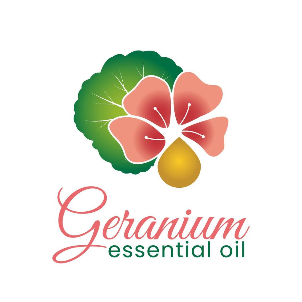 geranium etherische olie logo vector sjabloon