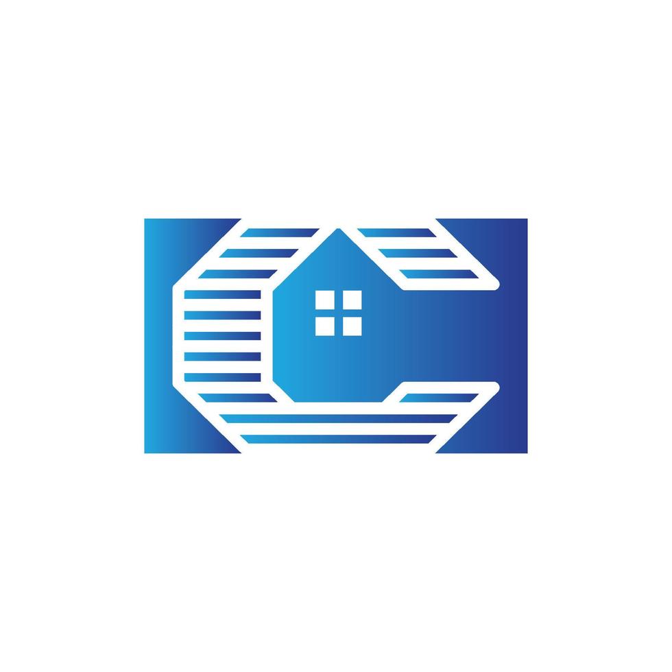letter c gevelbekleding huis bouw logo sjabloon vector