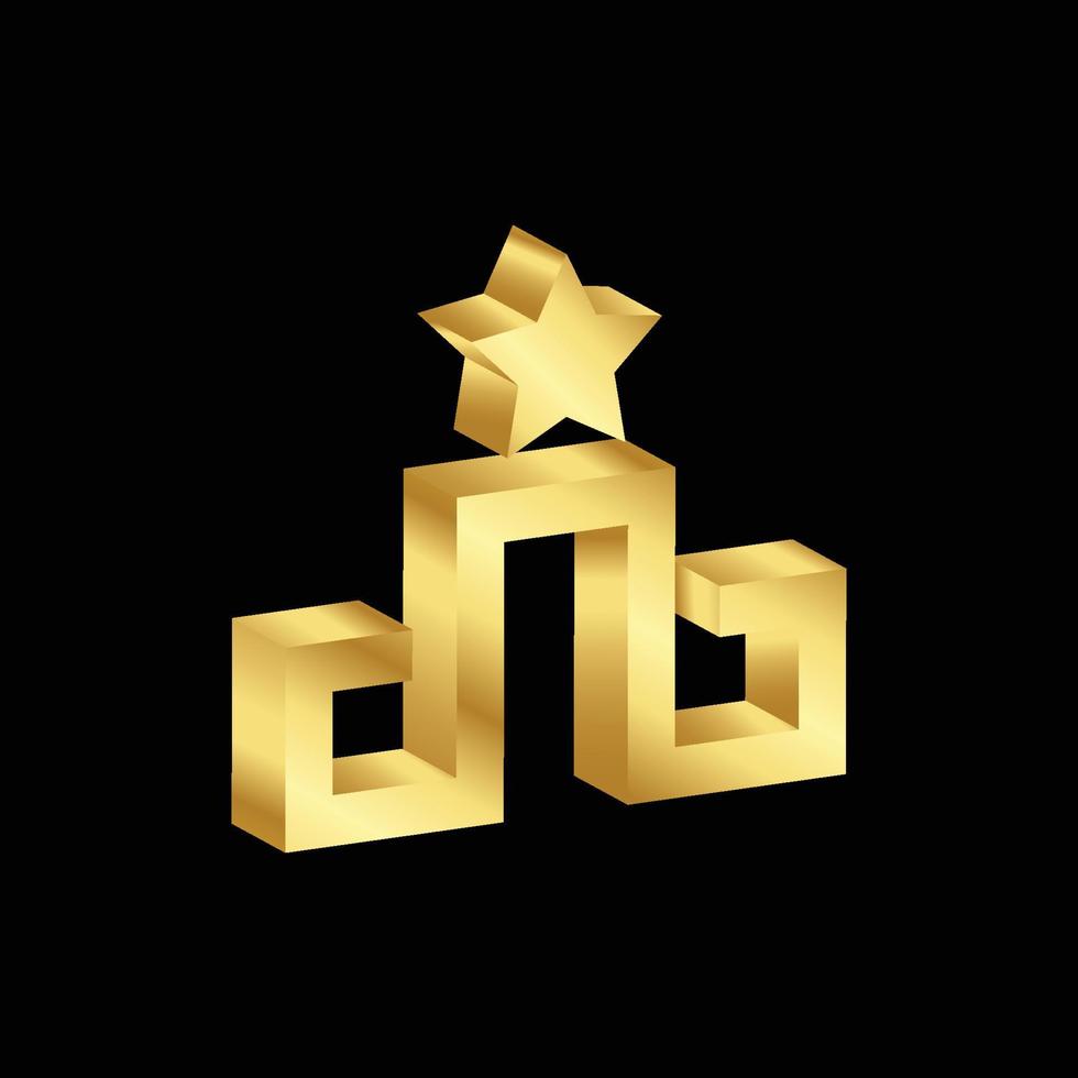 gouden podium letter w voor winnaar logo sjabloon vector