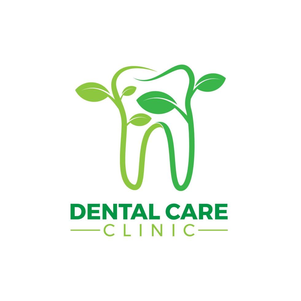 groen eco kruid tandheelkundige zorg kliniek logo vector