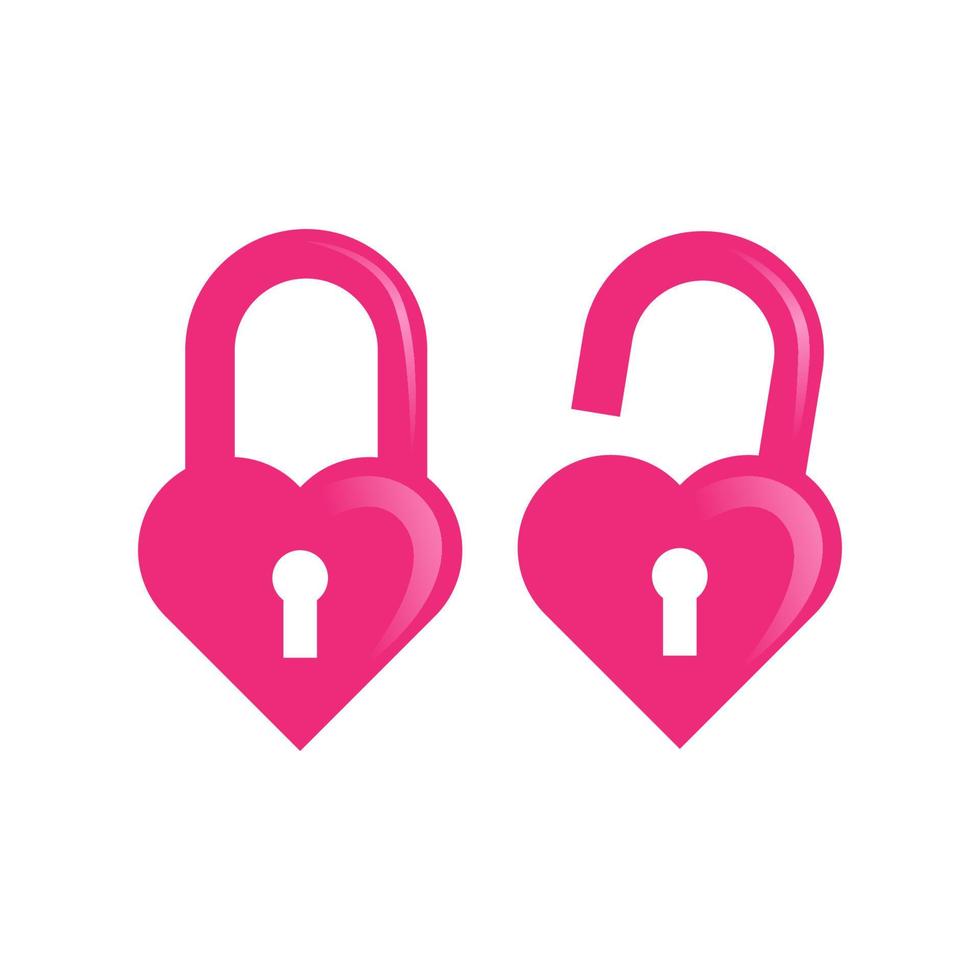 zoete en schattige roze liefde vergrendel en ontgrendel icon set vector