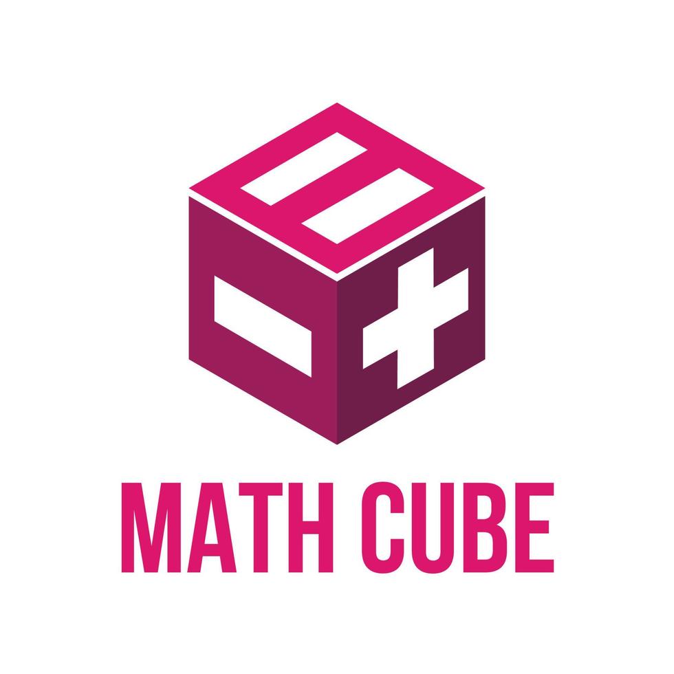 kubus vak logo met wiskundige symbool vector sjabloon