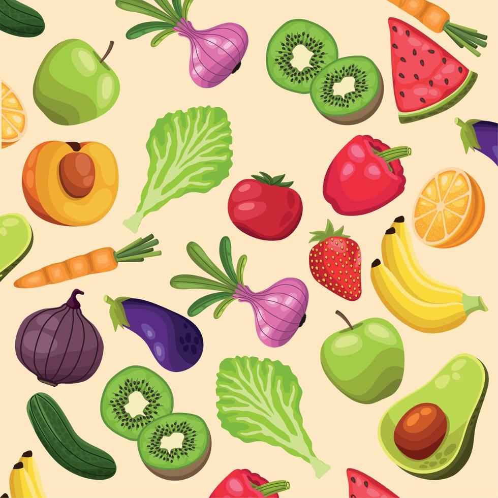 fruit en groenten patroon vector