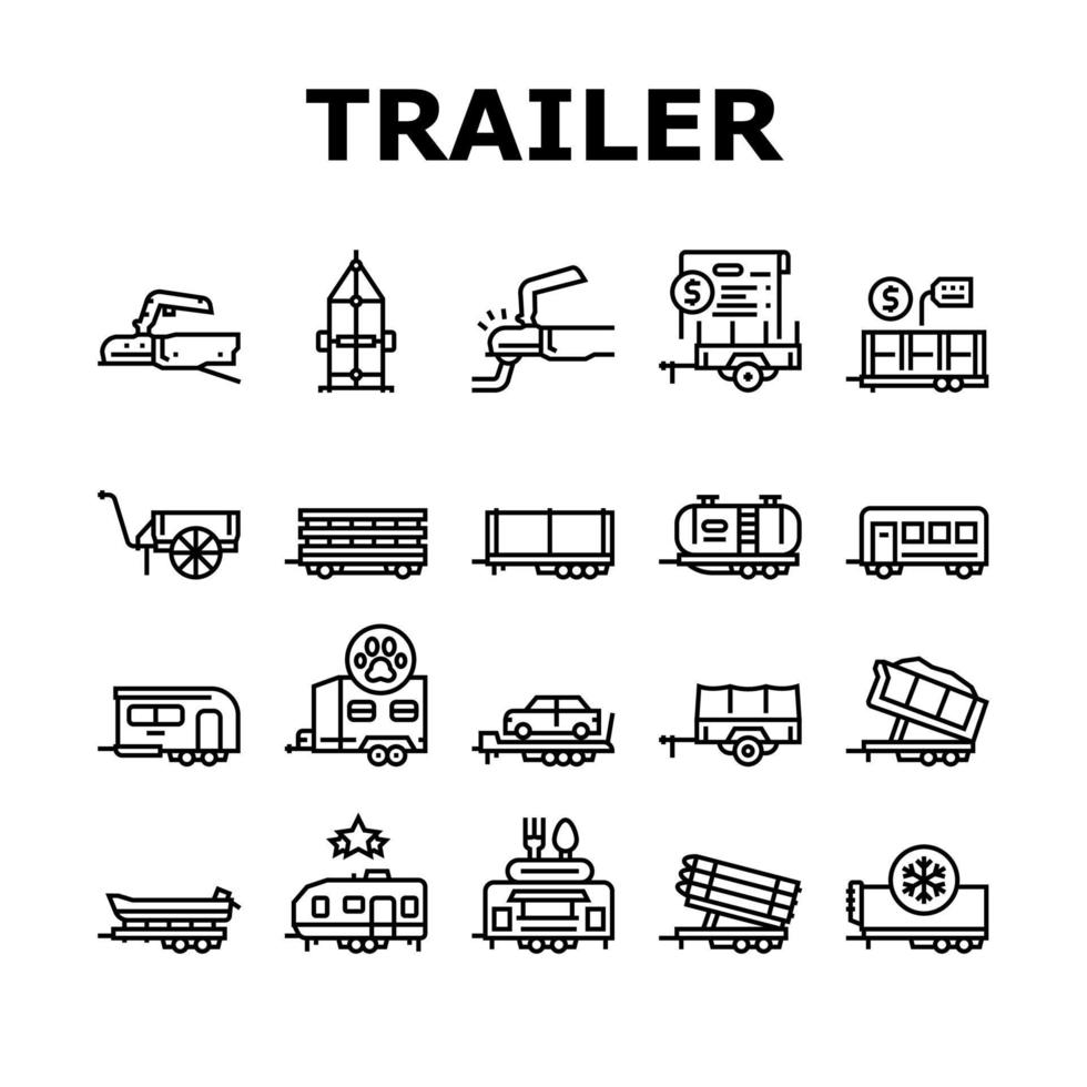 aanhangwagen vervoer collectie iconen set vector