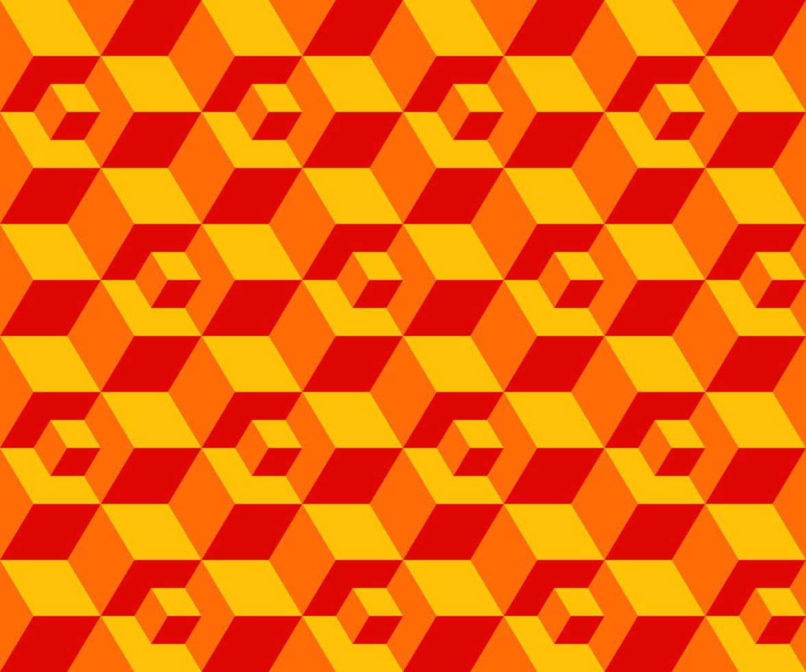 achtergrond geometrisch patroon kubus vorm geel oranje rood vector