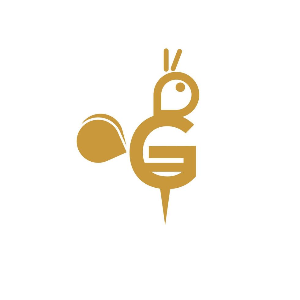 gouden bij logo letter g vector