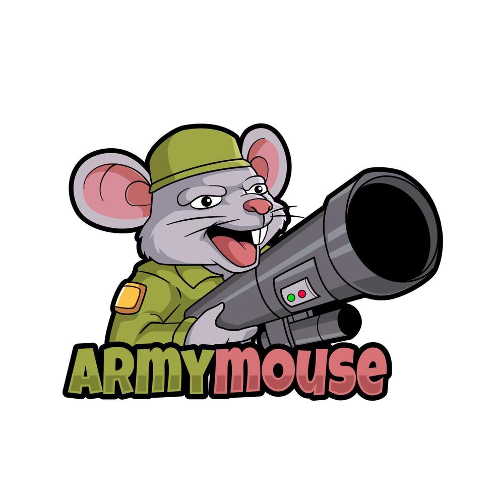 leger muis bazooka cartoon mascotte logo vector