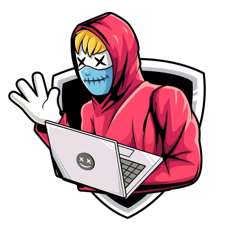 hacker-mascotte voor sport- en gaming-logo vector