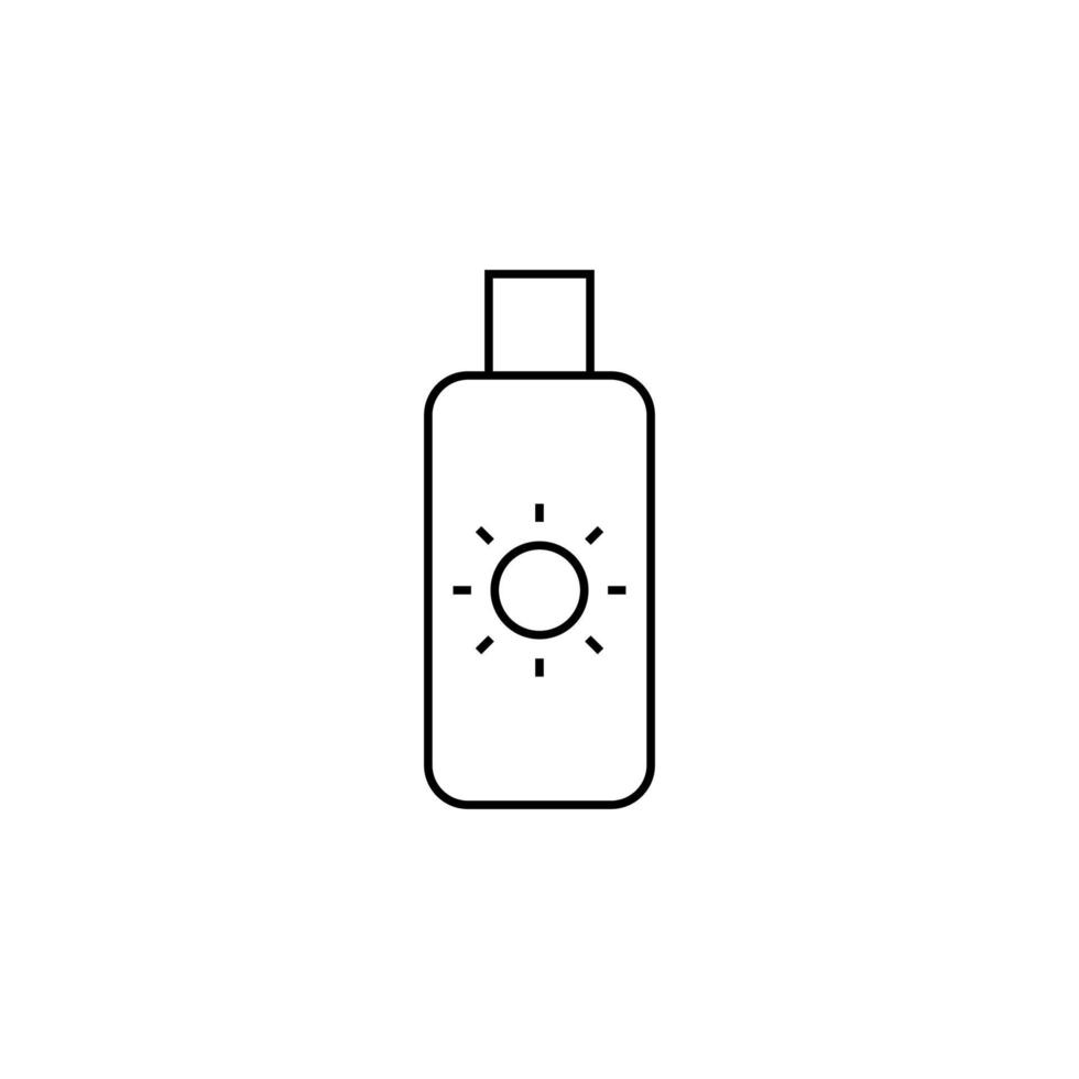 sunblock, zonnebrandcrème, lotion, zomer dunne lijn pictogram vector illustratie logo sjabloon. geschikt voor vele doeleinden.