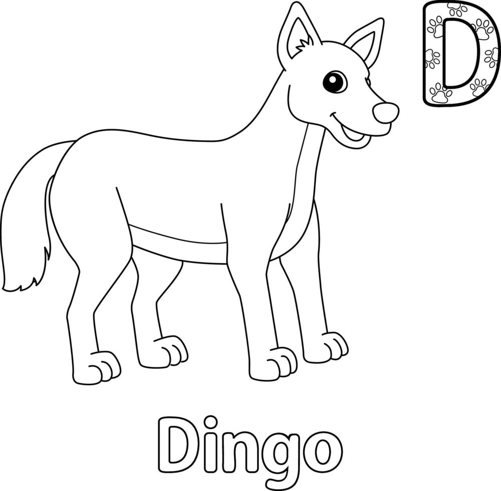 dingo alfabet abc kleurplaat d vector