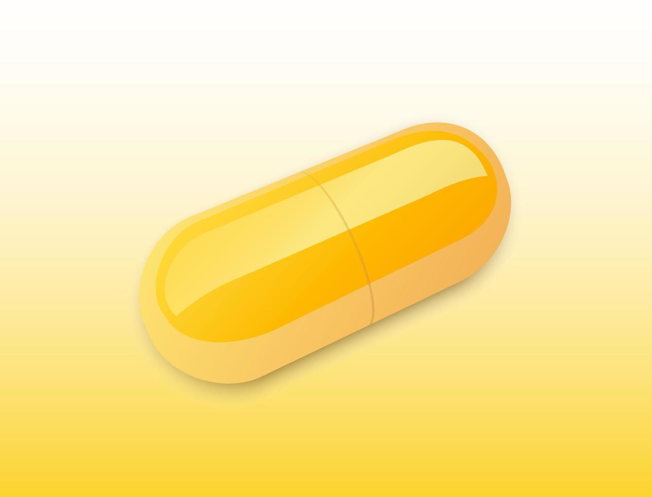 een glanzende gele capsule op een heldere achtergrond vector